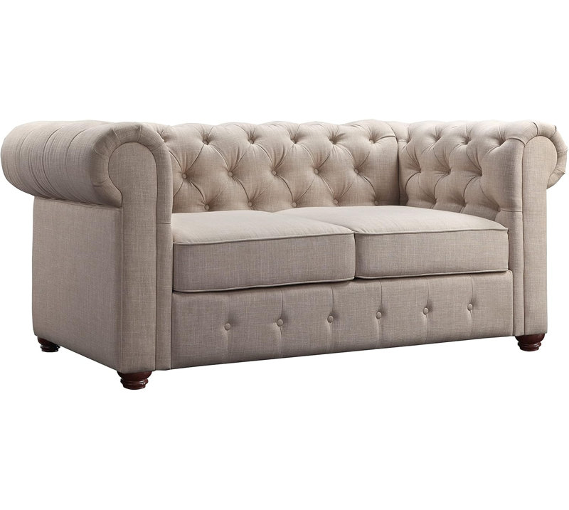 Causeuse rembourrée capitonnée, causeuse Chesterfield avec accoudoir à accoudoirs à défilement, canapé modulaire pour le bureau du salon