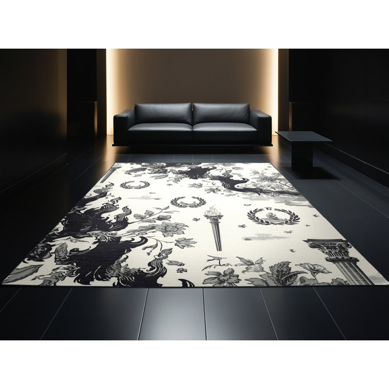 Tapis beige classique lavable à la machine à flamme flamme olympique Hubbard, 4 x 2