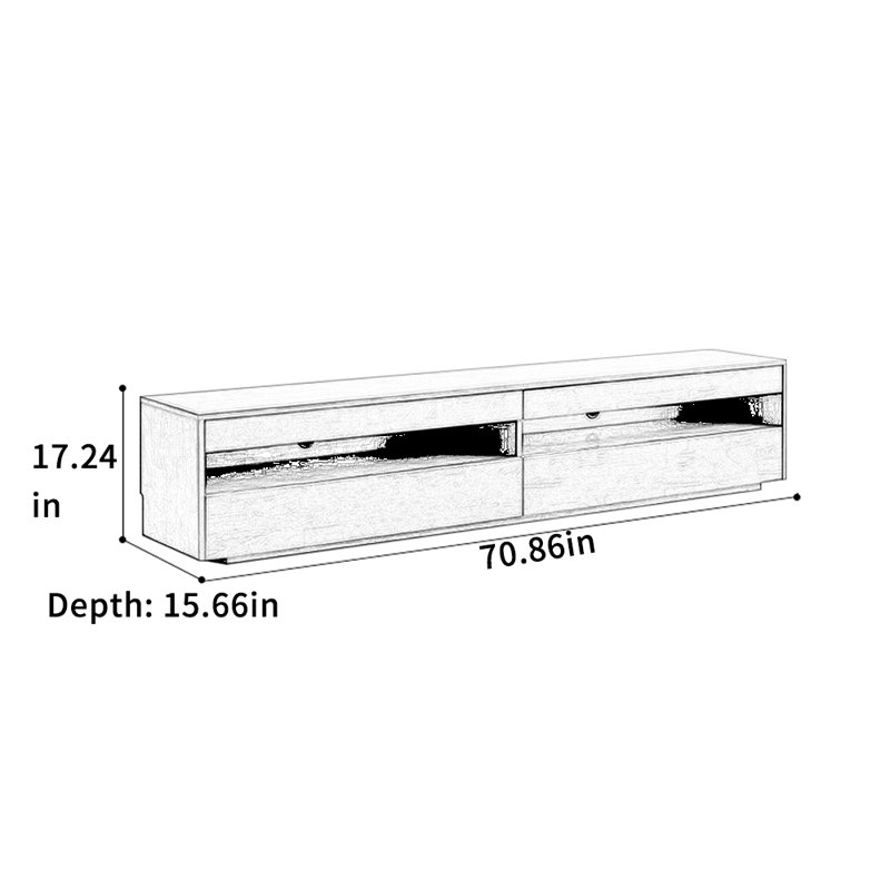 Minimalist Solid Wood Floor TV Stand, 70.86"