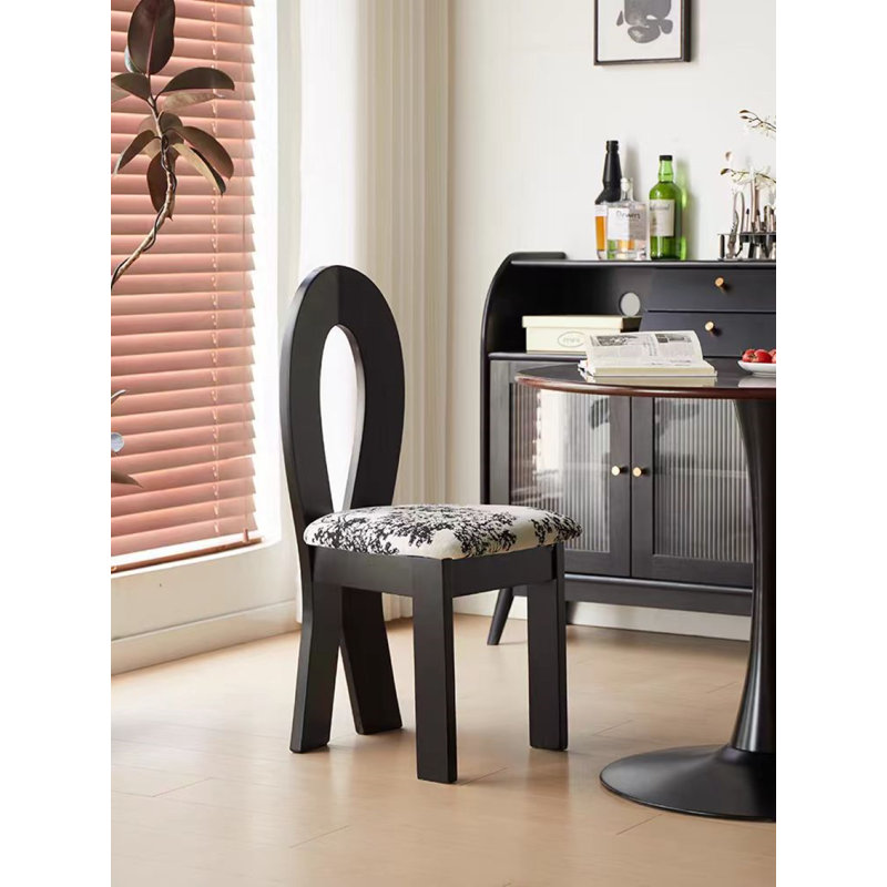 Blevins Chair, Motif floraux gris, Noir