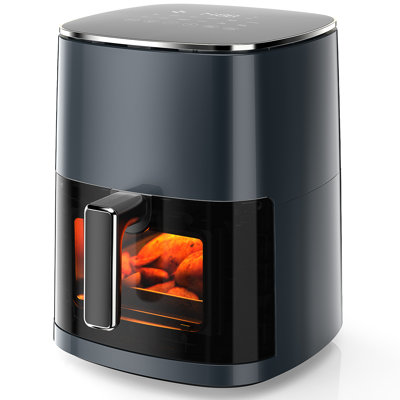 Friteuse à air 12 en 1, capacité de 6 pte, fenêtre carrée de visualisation, pour rôtir, réchauffer, déshydrater, cuire, cuire à la vapeur, etc.