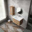 Meuble-lavabo mural avec lavabo et armoire latérale, portes à fermeture douce, armoire combinée