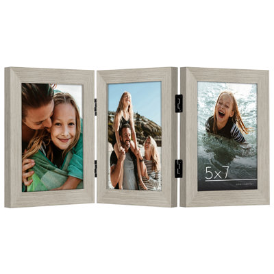 Hinged Frame For Desk Three Pictures - Composite Wood and Shatter-Resistant Glass