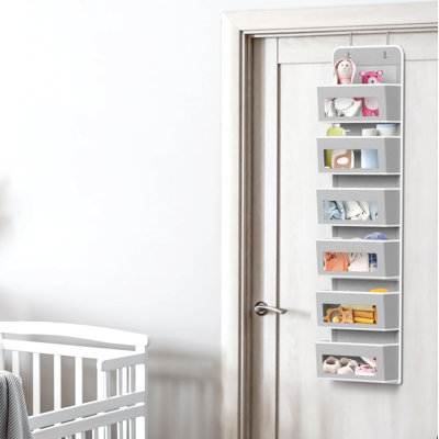 6 Clear Window Pocket Over Closet Door Storage Hanging Organizer For Bedroom, Bathroom, Pantry, Gray