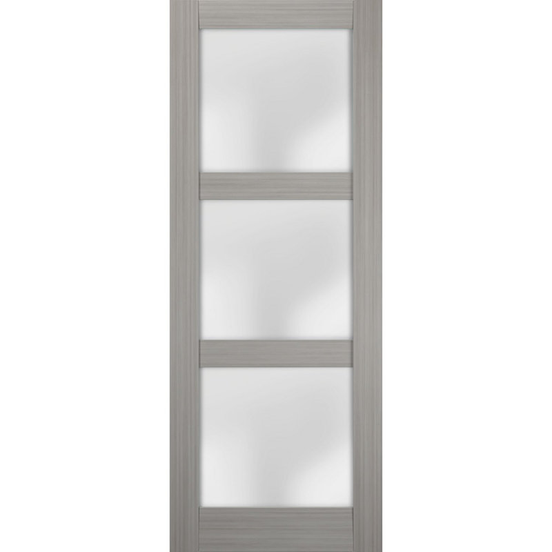 Panneau de porte de grange en verre givré Slab | Lucia 2552 frêne gingembre | Portes robustes avec finition | Pochette coulissante 30 po x 80 po