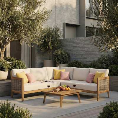 4-piece sofa set with beige cushions