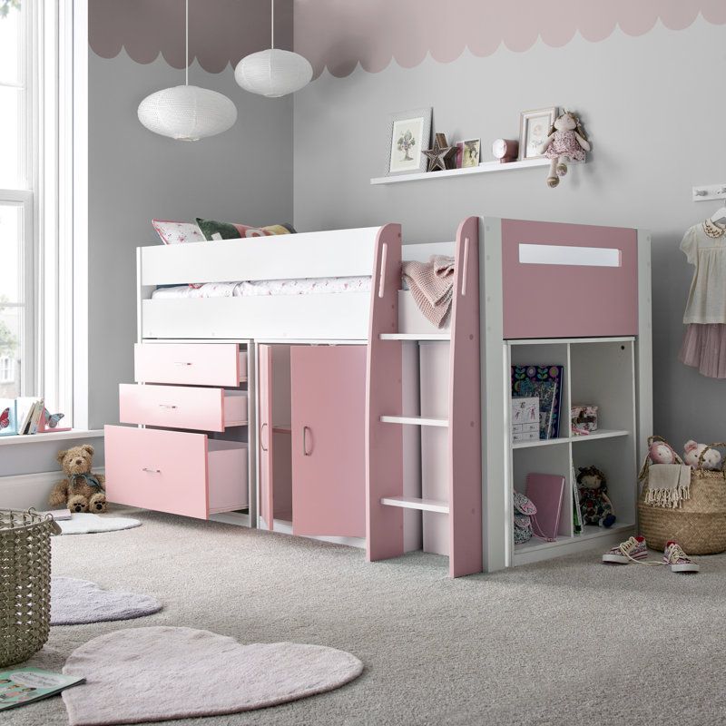 Kids UK Single - DE 90 X 190 Cm Loft Bed, Pink
