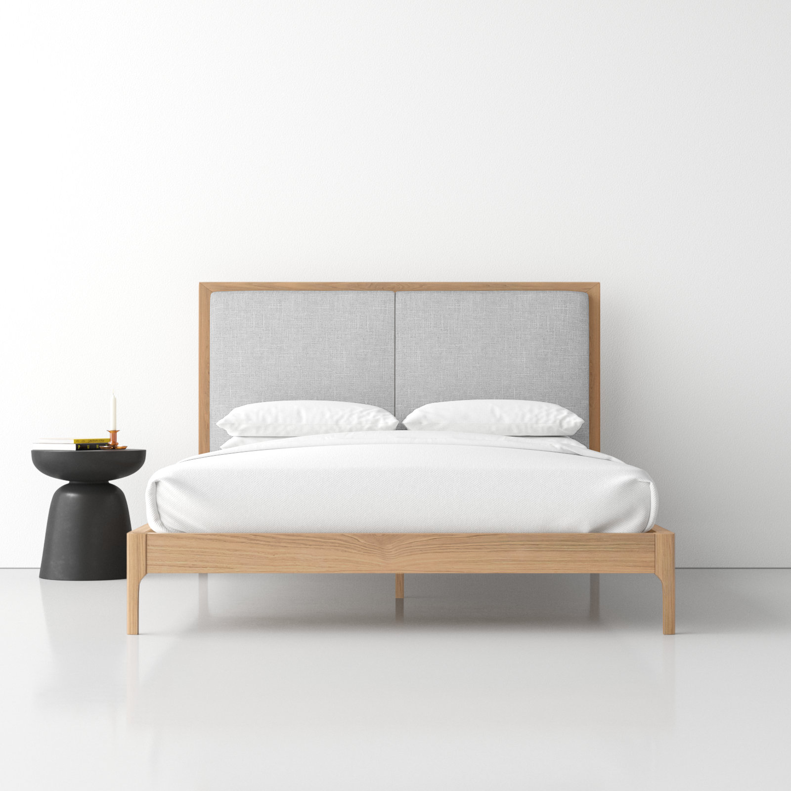 Chisa Upholstered Bed, Queen, White Wash