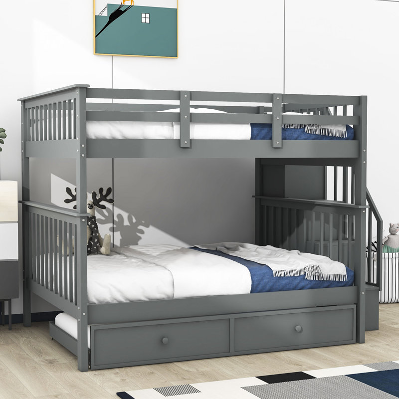 Gular Full over Full Standard Bunk Bed with Trundle by Harriet Bee, Gray
