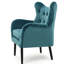 Fauteuil Mid-Century en velours bleu sarcelle avec dossier à boutons et siège à oreilles - Confort et glamour-121074967