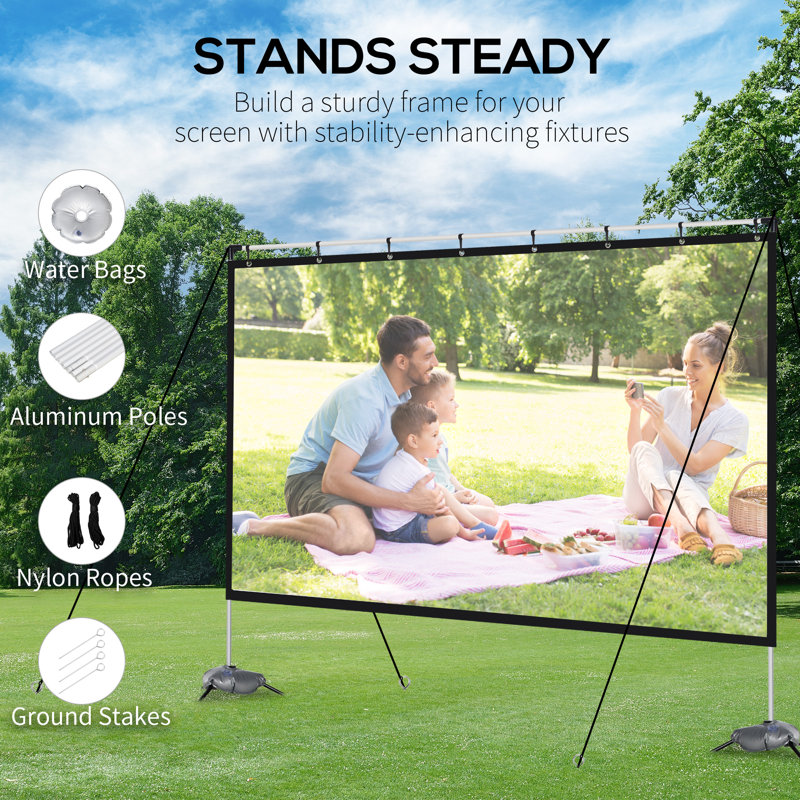 Afeni White 160Cm x 274Cm Portable Folding Frame Projector Screen