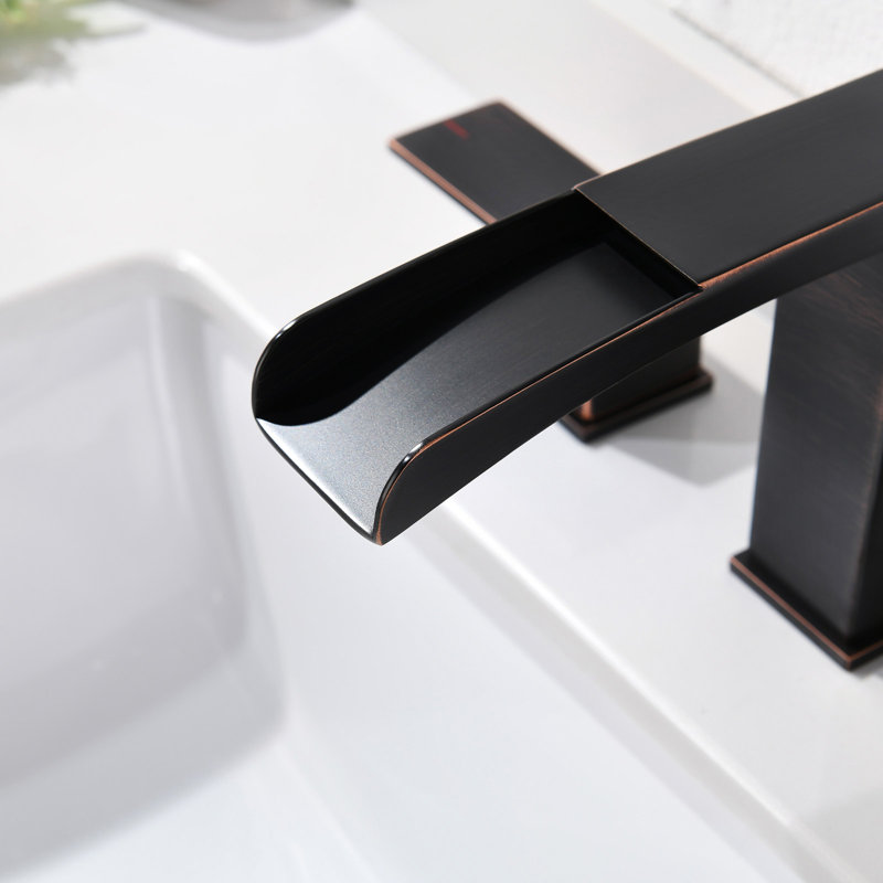 Robinet de salle de bain à large entraxe avec bonde, Bronze huilé