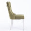 Chaise haute en velours, olive, pieds chromés, fabrication en bois massif, coussin en mousse haute densité, garniture cloutée faite à la main, deux chaises rembourrées modernes, paire, placage en acier inoxydable olive-616419662-616419660