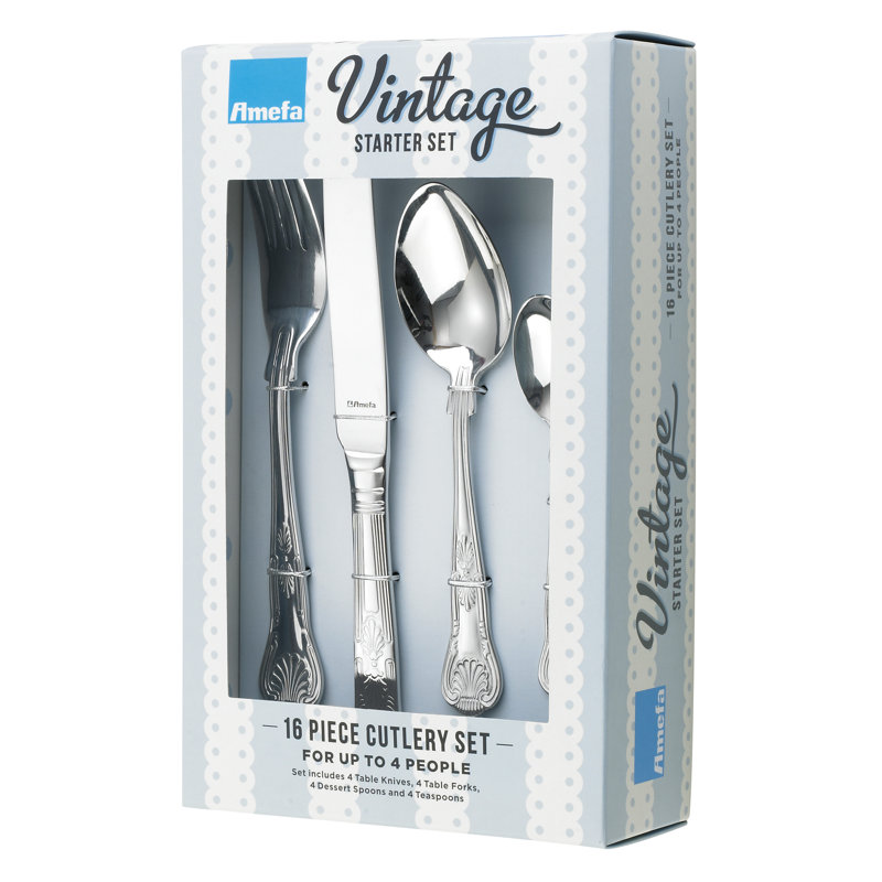 Amefa Vintage KINGS Stainless Steel Cutlery Set 16 Piece for 4 People