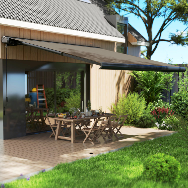 Outsunny Polyester Cover Retractable Patio Awning