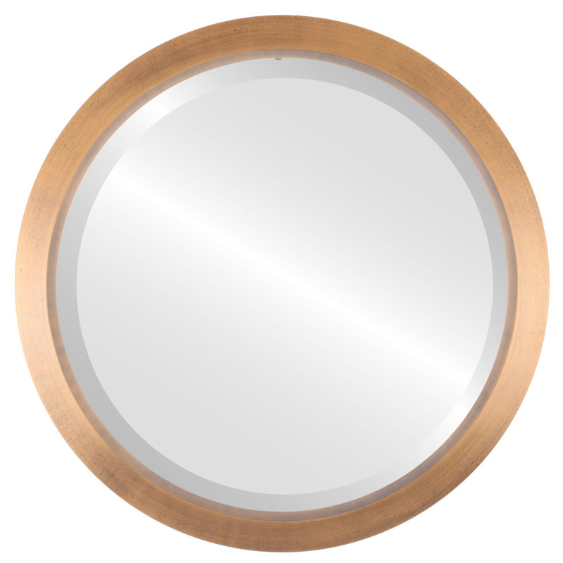 Miroir d’appoint ronde encadrée Arlow, 26 po x 26 po, Coucher de soleil doré
