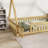Tent-Shaped Floor Bed,Teepee Bed With Guardrails,Slats-854328842