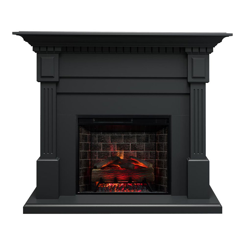 Modern Ember Augustine Mantel Package with 28" Electric Fireplace - Alexa & Google Asst Compatible, Black