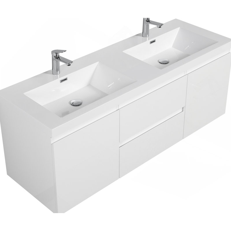 Meuble-lavabo flottant avec lavabo, armoire de rangement murale, conception moderne pour organiser les essentiels de la salle de bain