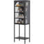 Armoire de rangement vitrée en métal avec porte vitrée - armoire de rangement cubique à 5 niveaux avec 3 tablettes réglables pour la cuisine