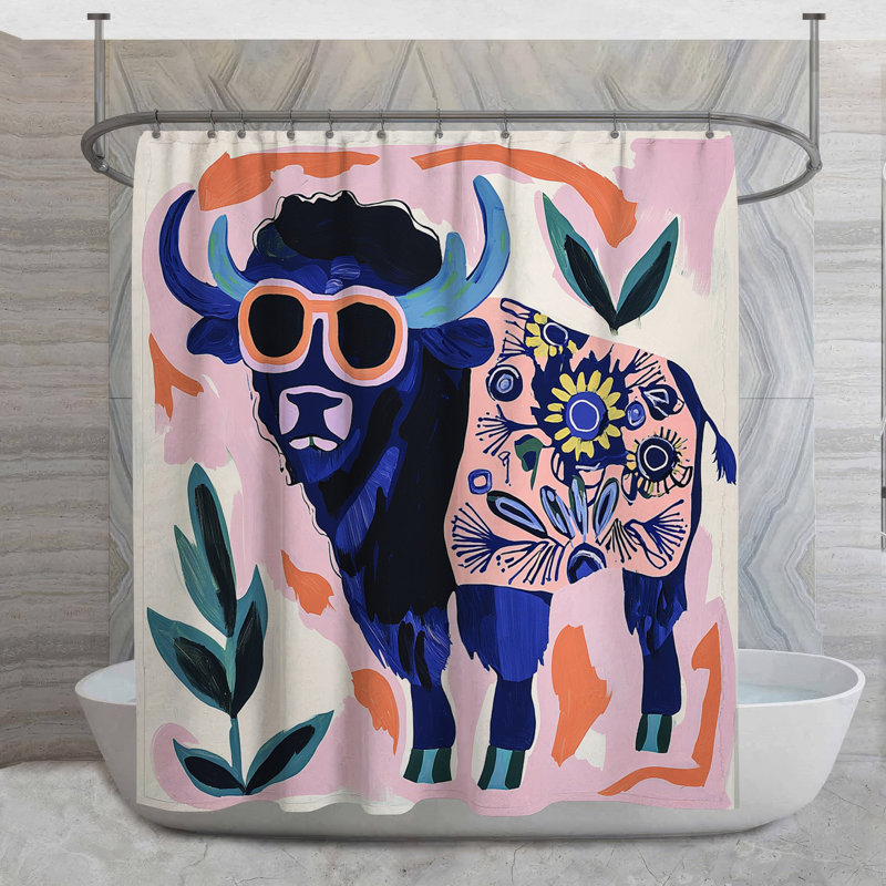 Rideau de douche Buffalo - Décoration de salle de bain éclectique, H 73 po x l 70 po