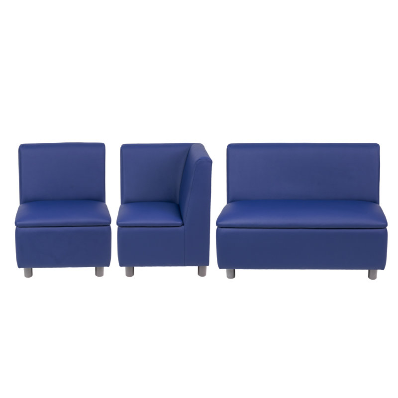 Kid Comfort Collective Modular L-Shaped Seating, 3-Piece Set - Navy, Navy