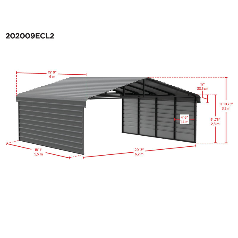 20' x 20' Eggshell Steel Carport Kit with Enclosure