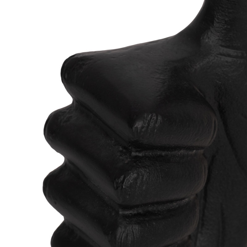 Modern Metal and Marble Hand Gesture Bookends, Decorative Stone and Aluminum Display Accents, Set of 2, Black