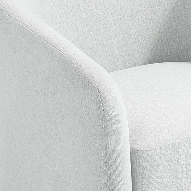 Fauteuil demi-tonneau pivotant en chenille beige avec base en bois massif Applewold, Beige