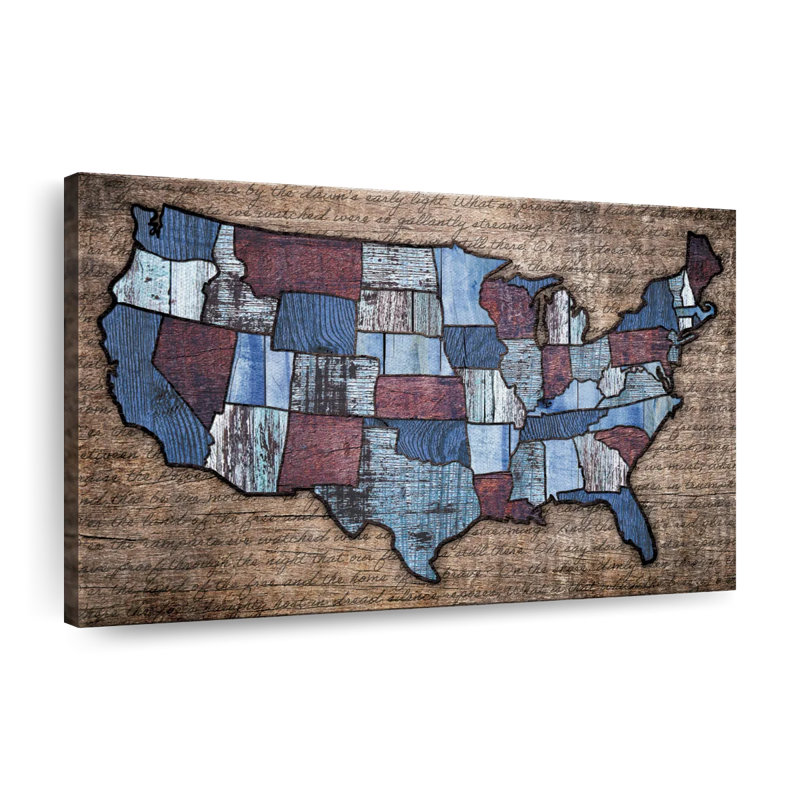 Impression sur toile Wood Grain USA, L 8 po x H 12 po x P 1 po