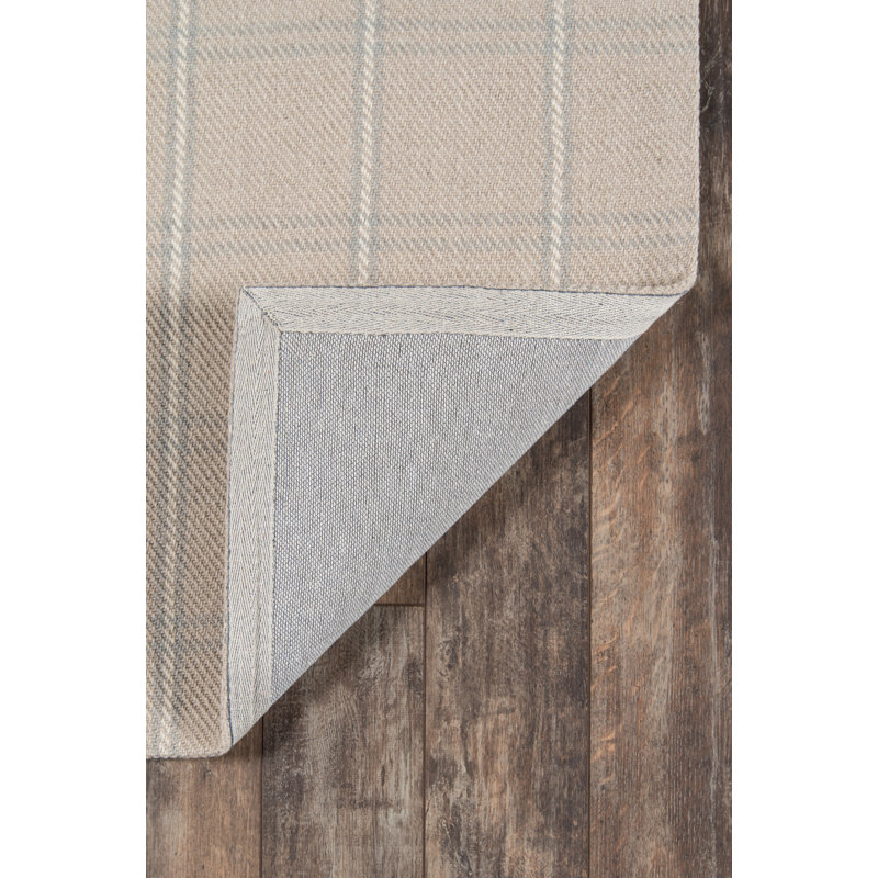 Wool Plaid Area Rug in Beige, Rectangle 3'6" x 5'6"