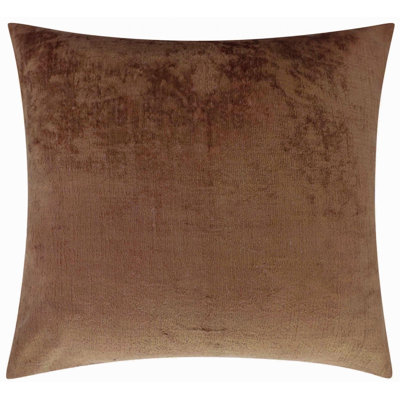 Coussin décoratif en velours brun fait à la main - 20 x 20, conception luxueuse en velours avec plumes