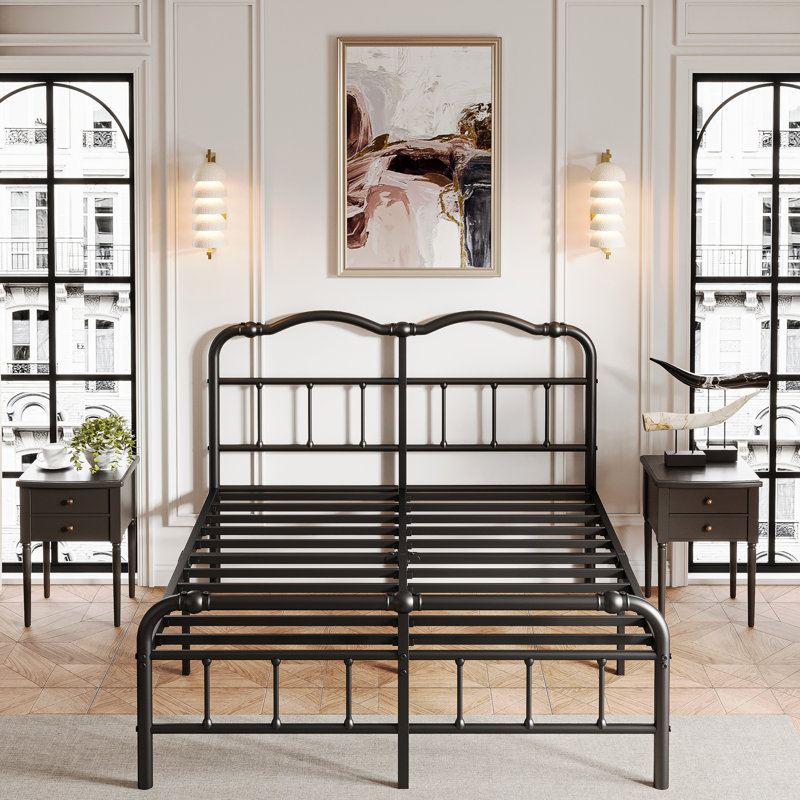 Ashwyn 14“ Metal Platform Bed Frame with Headboard and Footboard, No Box Spring Needed, King