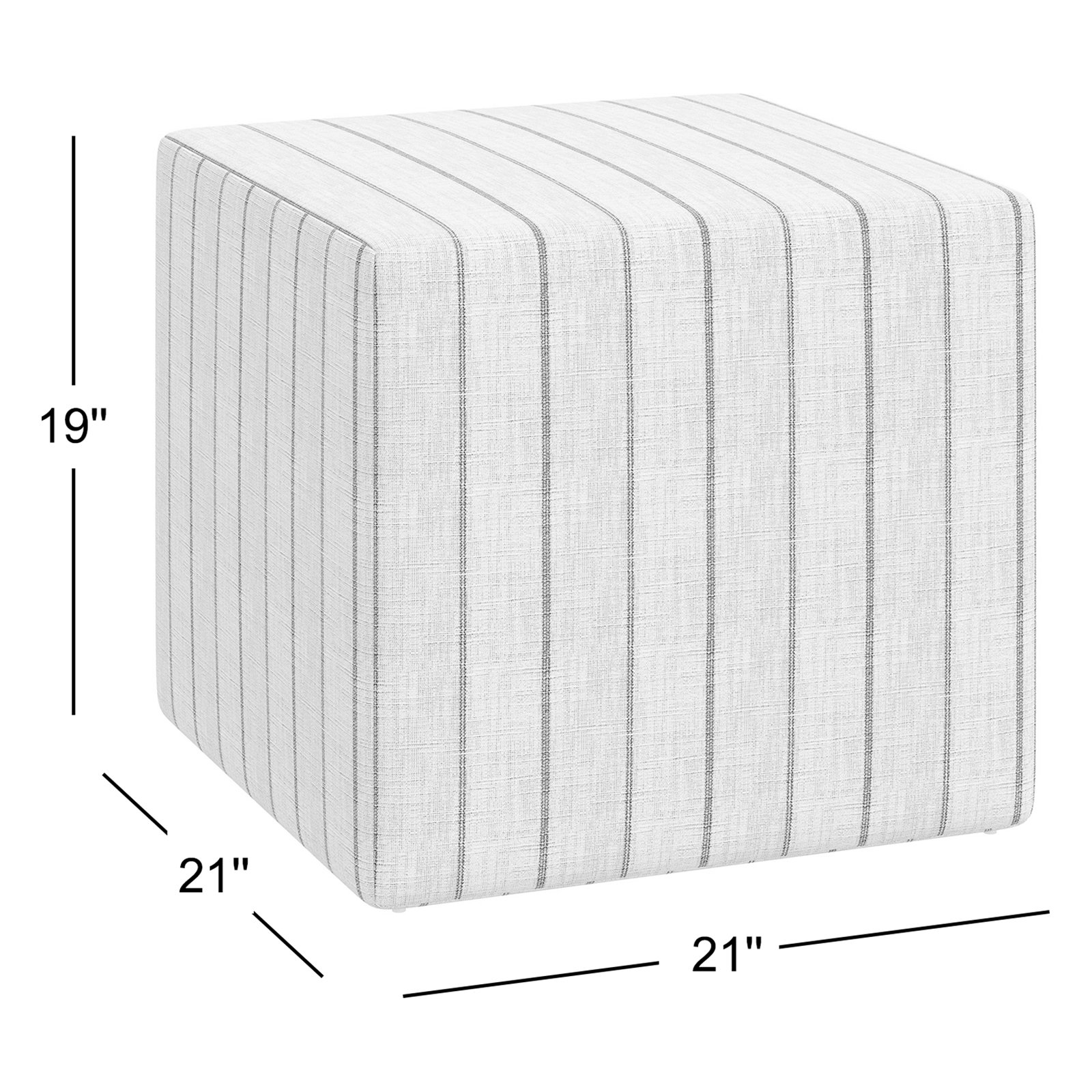 Era Upholstered Ottoman, Fritz Indigo Stripe