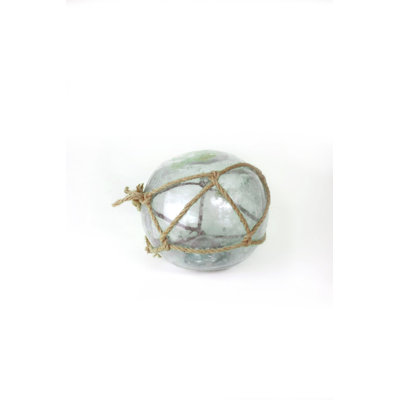  Flotteur nautique en verre recyclé H 10 po - Décoration décorative enveloppée de jute bleu