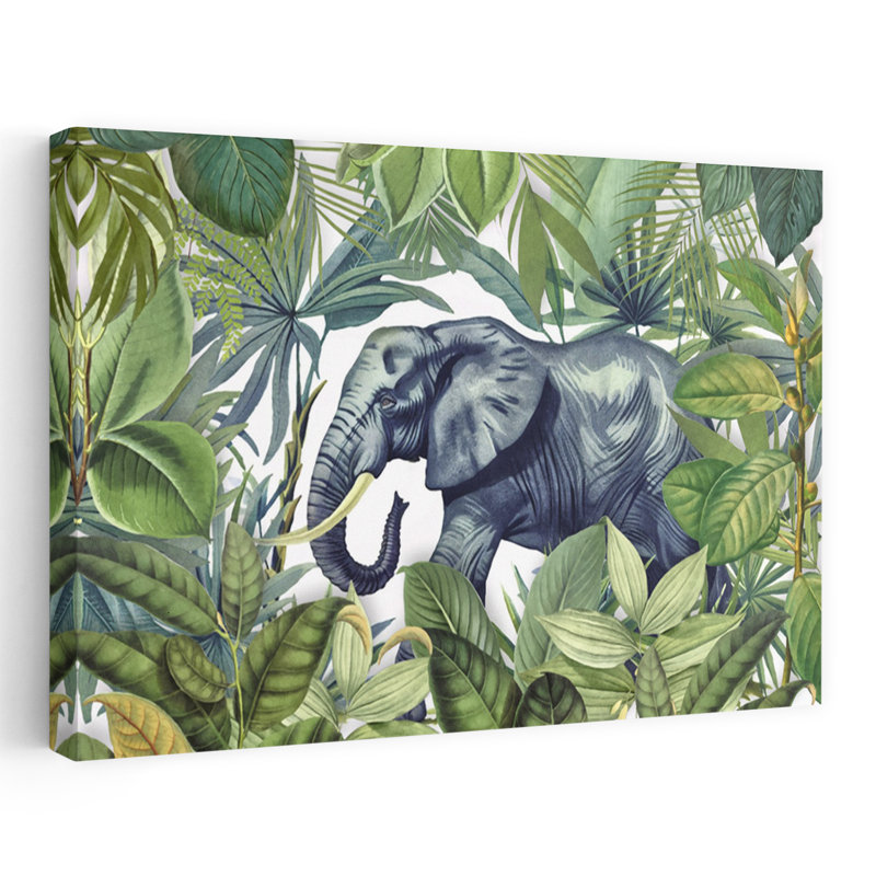 Art contemporain, nature, éléphant, art tropical, H 48 po x l 32 po