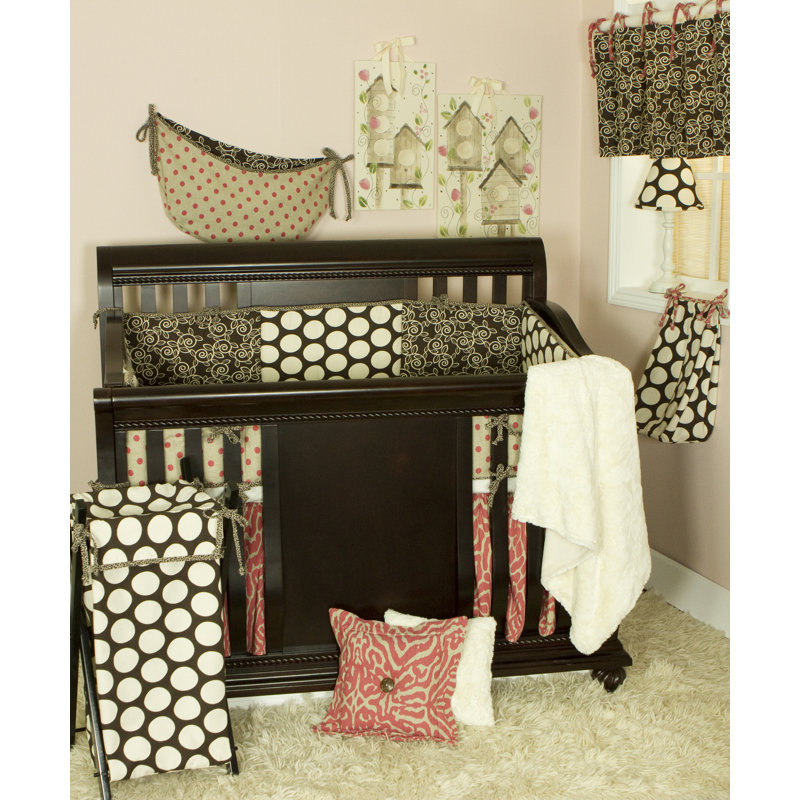 Raspberry Dot Cotton Abstract Tailored Window Valance