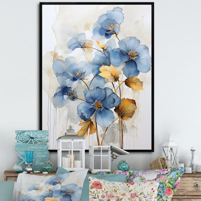 «Blue and Gold Adorned Violets I», reproduction sur toile
