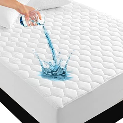 Protège-matelas imperméable, couvre-matelas à poche profonde jusqu'à 18 pouces, surmatelas en coton matelassé