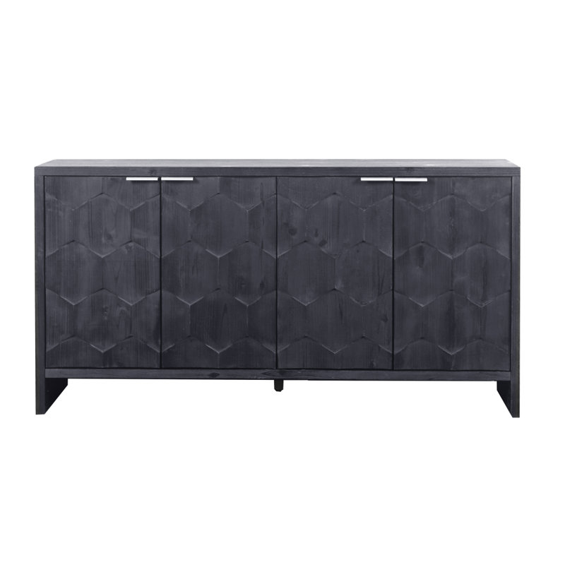 Buffet noir vieilli pour salon de style rétro, Noir antique