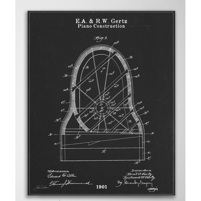 « piano » par la rétine carlson, impression sur toile tendue, H 48 po x l 36 po x P 1,5 po