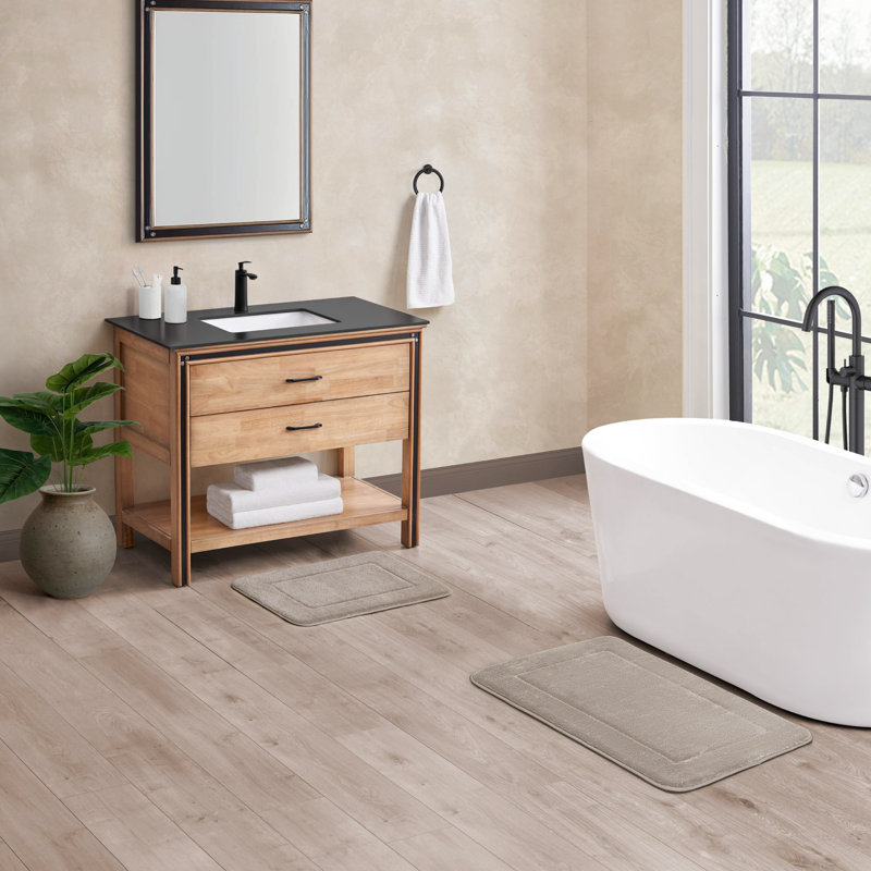 Wayfair Basics® Inglestone Common Terry Bath Rug Set (2 Piece Set), 17"  x 24"  / 20"  x 32" , Linen