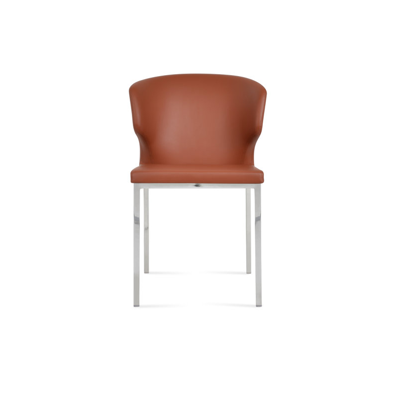 Chaise d'appoint rembourrée Amed, Cannelle, Chrome