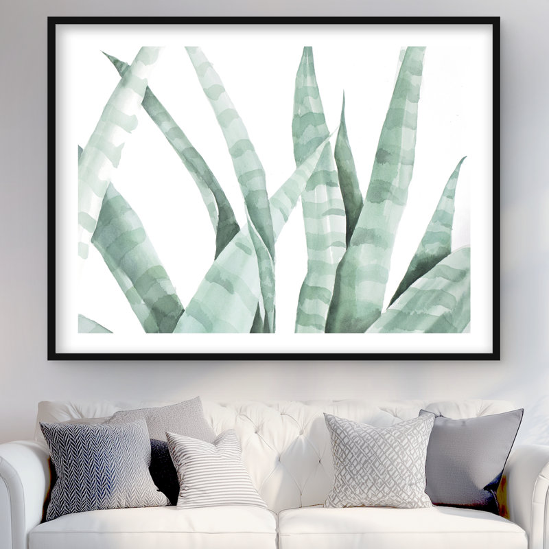 «Watercolor Striped Desert Plant», reproduction botanique encadrée