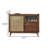 31.50"Brown Solid Wood Rectangular Woven Rattan Sliding Door Side Cabinet-948442333