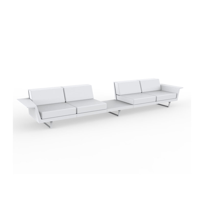 Delta 170" W 4 Seat Sofa and Table, White Polyester, Basic White