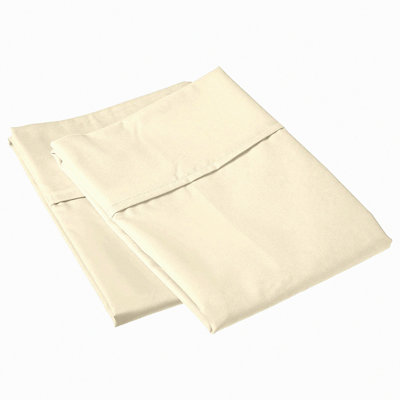 Luxury Ivory Queen Pillowcase Set - 800 Thread Count 100% Cotton, Hotel Quality Pillow Covers with Stylish 4 Inch Hem - Set of 2