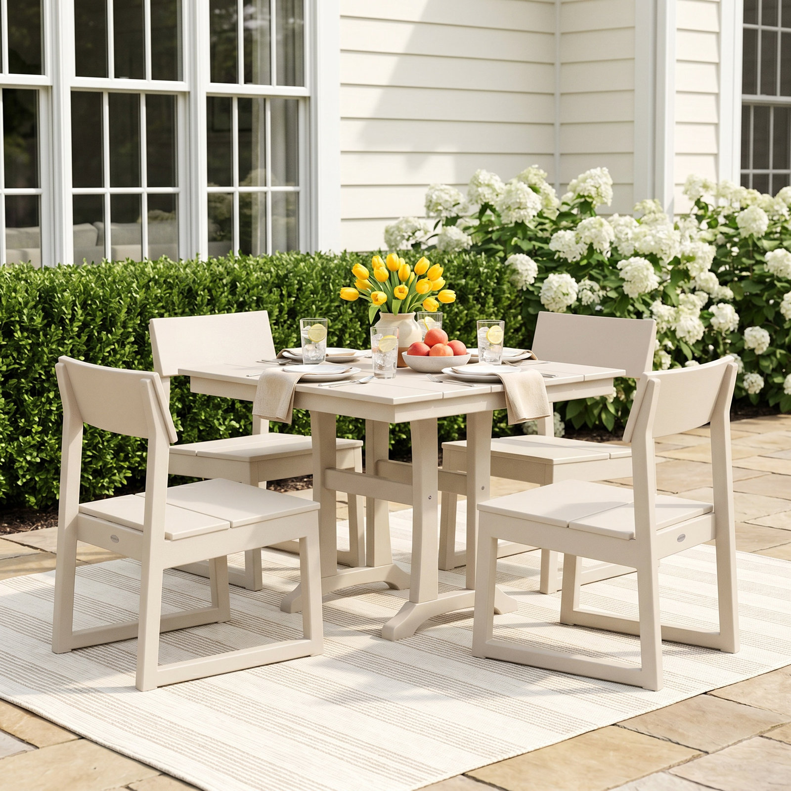 POLYWOOD® Edge 38" Patio Dining Set, Sand