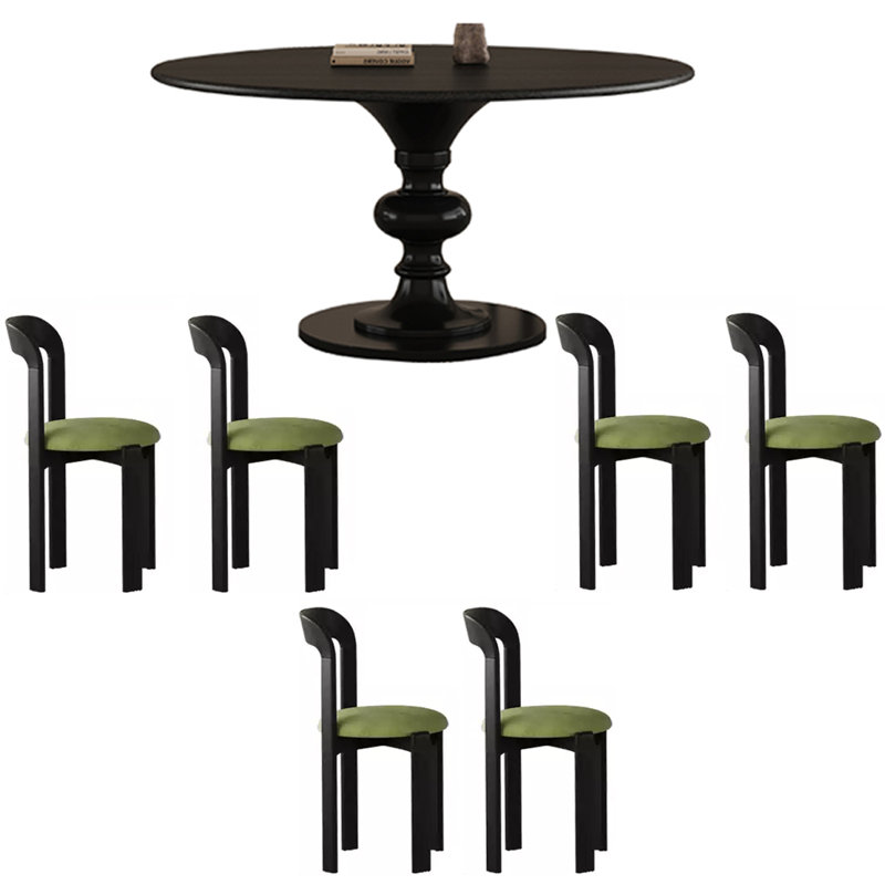 Combinaison de chaises de table ronde American Retro, 1 table et 6 chaises, H 29,52 po x L 59,05 po x l 53,14 po