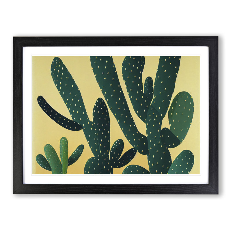 Bedazzled Cactus - Single Picture Frame Print, Black Frame, 46cm H x 64cm W x 2cm D